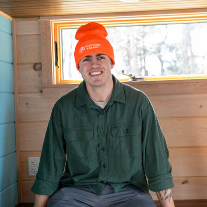 USA Made Cuff Knit Beanie • Bright Orange